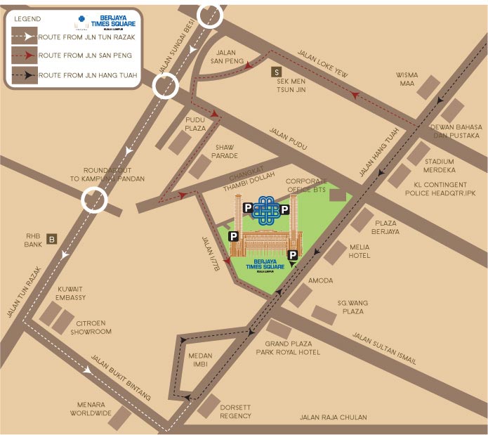 times square map. Map to Berjaya Times Square